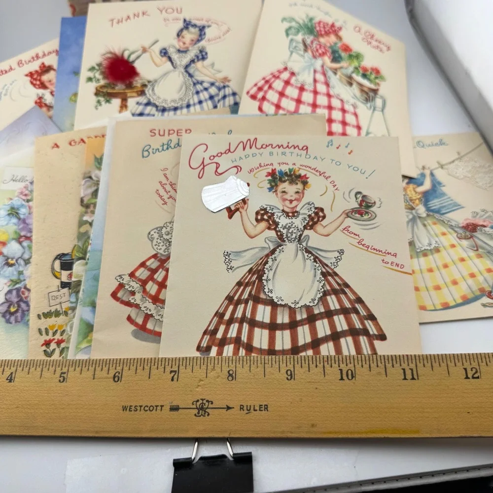 Vintage Greeting Card Set Multicolor Good Mid-Century Floral Box